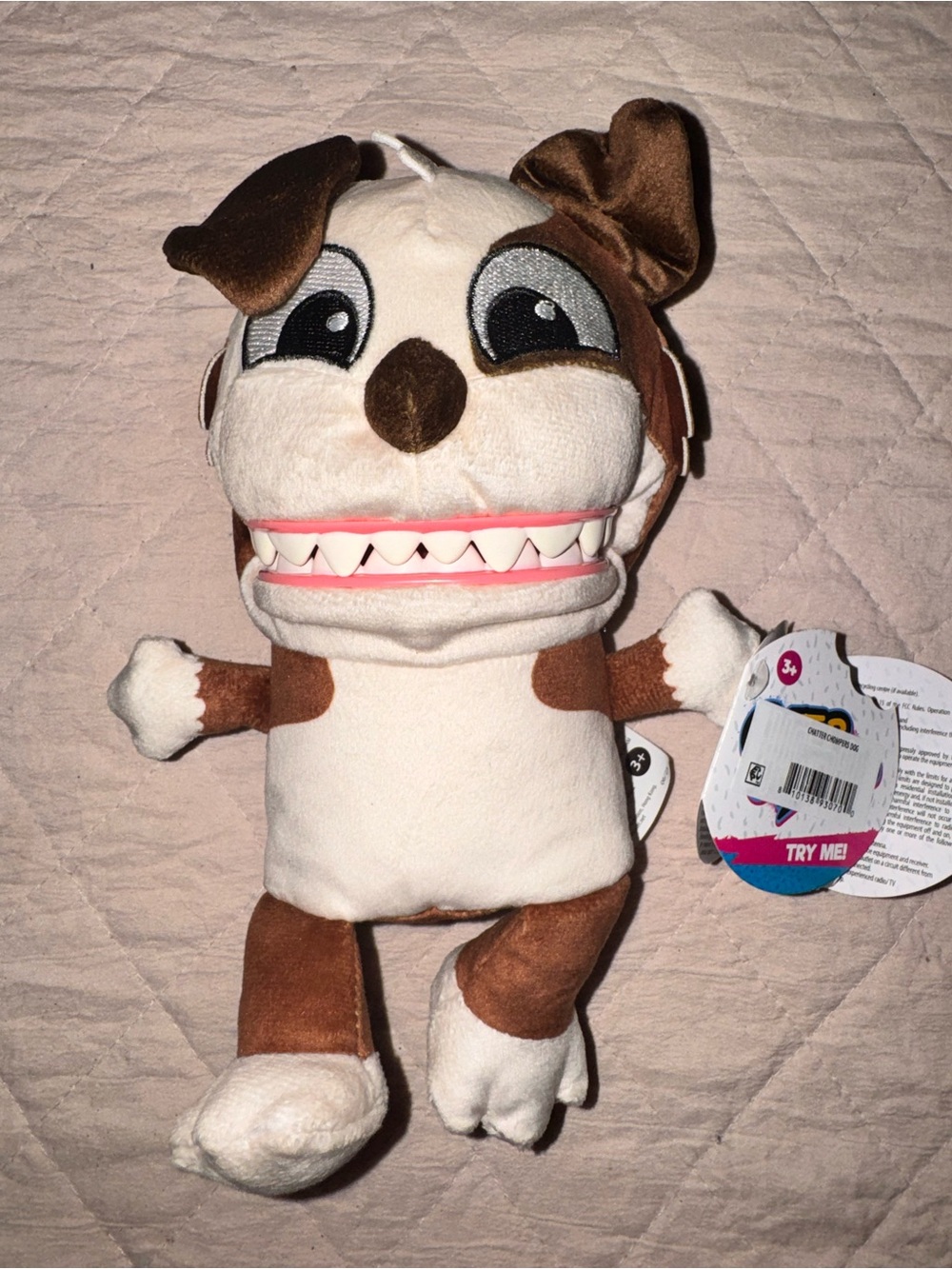 Plush Talking Chatter Chompers Dog Toy with Cheeky Teeth